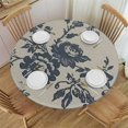 thumbnail image 1 of JEUXUS  Pastoral Round Table cover, Vintage Linen Fabric Washable Table Cloth with Border, Indoor&amp;Outdoor Table Cover for Patio Table, Picnic, Dining Room, 1 of 7