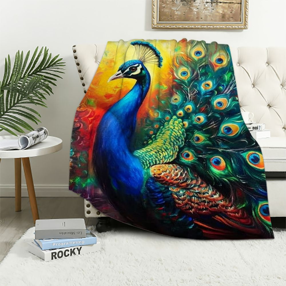Peacock Collection No. 1 Oversized Woven Tapestry Blanket Throw main image 0