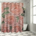 thumbnail image 1 of JEUXUS Peony Print Bathroom Shower Curtain Set with Hooks - Multiple Sizes White, 1 of 7