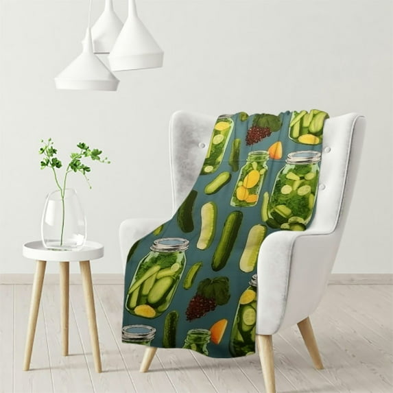 JEUXUS Pickle Throw Blanket Funny Pickle Gifts for Pickle Lovers Women Men Soft Fluffy Cozy Dill Pickles Blanket for Bed Couch Outdoor for Kids/Child