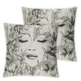 thumbnail image 1 of JEUXUS Pillow Case Modern Abstract Female Face 2-Piece Short Plush Pillowcase Set White, 1 of 6