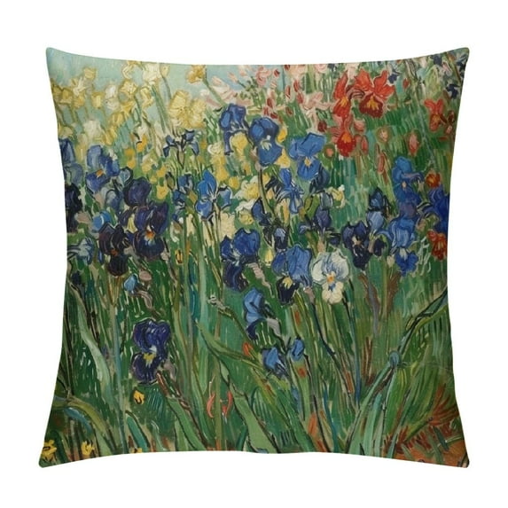 JEUXUS Pillow Case Simulation Painted Texture Gogh Famous Classic Short Plush Pillowcase White