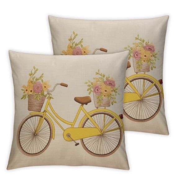 JEUXUS Pillow Cover,Decorative Throw Pillow with Flower Pillow Cases Outdoor Indoor Square Cushion Covers for Home Sofa Couch Yellow 2pc