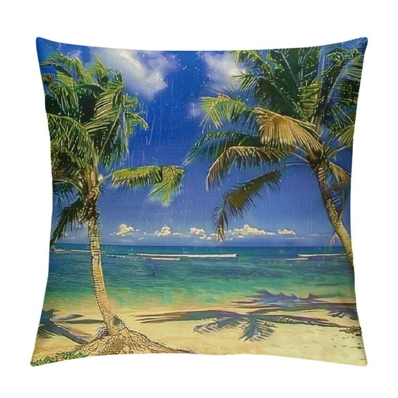 JEUXUS Pillow Cover Ocean Tropical Plants Throw Pillow Covers Green Palm Coconut Tree Print Island Beach Coastal Cushion Case Cover Decor Home Sofa Car(Coconut Treecoconut Tree)