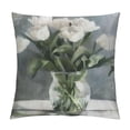 thumbnail image 1 of JEUXUS Pillow Covers Farmhouse Distressed White Tulips Floater Short Plush Pillowcase White, 1 of 5