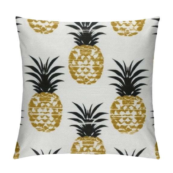 JEUXUS Pillow Covers Summer Gold Pineapple Decorative Throw Pillow Covers Pineapple Striped Pillowcase Farmhouse Cushion Cases for Sofa Couch Outdoor Home Decorations