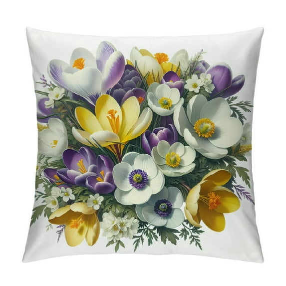 JEUXUS Pillowcase Short Plush Pillowcase (Universal 1) Crocuses Flowers Pictures White