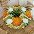 thumbnail image 1 of JEUXUS Pineapple Pattern Round Table cover with Trim Spring Summer Tablecloths Polyester Table Cover Waterproof Wipeable Table Cloth Linen for Kitchen, 1 of 7