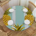 thumbnail image 1 of JEUXUS  Pineapple Round Fitted Table cover with Elastic Wipeble, Striped Table Cover for Party Decor, 1 of 7