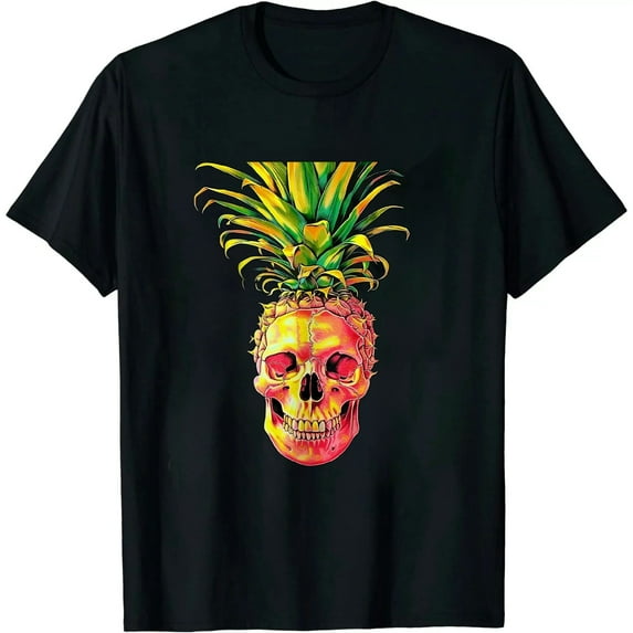 JEUXUS Pineapple Skull T shirt Aloha Beaches Hawaiian Hawaii Goth