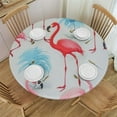 thumbnail image 1 of JEUXUS Pink Blue Flamingo Round Tablecloth with Elastic Edge Fitted Flamingo Table Cover Waterproof Table Cloths Indoor Outdoor Modern Tables Decoration for Dining Table,Picnic,Party, 1 of 7