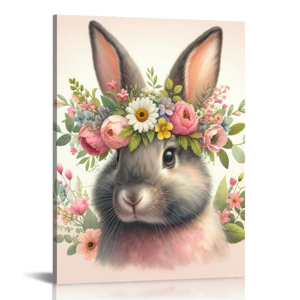 JEUXUS Pink Easter Bunny Rabbit Wall Art Print,Bunny Nursery Prints ...