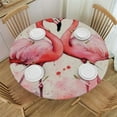 thumbnail image 1 of JEUXUS  Pink Flamingo Lover Round Tablecloth Thicken Desk Cloth Washable Table Cover Table Cloth for Kitchen Daily Dinning Party Tabletop Decor, 1 of 7