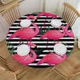 thumbnail image 1 of JEUXUS  Pink Flamingo Round Tablecloth 60 Inch, Washable Polyester Table Cloth Cover, Water Resistant Spill Proof Table Cloth for Kitchen Holiday Dining Room Party Picnic Decor, 1 of 7