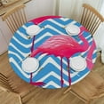 thumbnail image 1 of JEUXUS  Pink Flamingos Round Tablecloth,Cute Flamingo Blue Chevron Water Resistant Polyester Table Cloth Decorative Table Cover for Kitchen, Dining Desk,Party,Holiday, 1 of 7