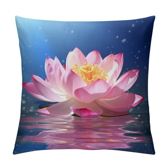 JEUXUS Pink Lotus Throw Pillow Covers Glittering Pillow Cases Decorative Soft Square Case Home Decor for Sofa Bed Living Room Farmhouse