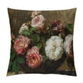 thumbnail image 1 of JEUXUS Pink Roses Art Decor Aesthetic Pillowcase Short Plush Pillow White, 1 of 5