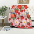 thumbnail image 1 of JEUXUS  Pink Strawberry Flannel Blanket, All Season Soft Cozy Plush Bed Throw fit Bedroom Living Room Sofa Couch Bedding Office Cinema Farmhouse Beach Yoga Travel for Newborn Baby, 1 of 6