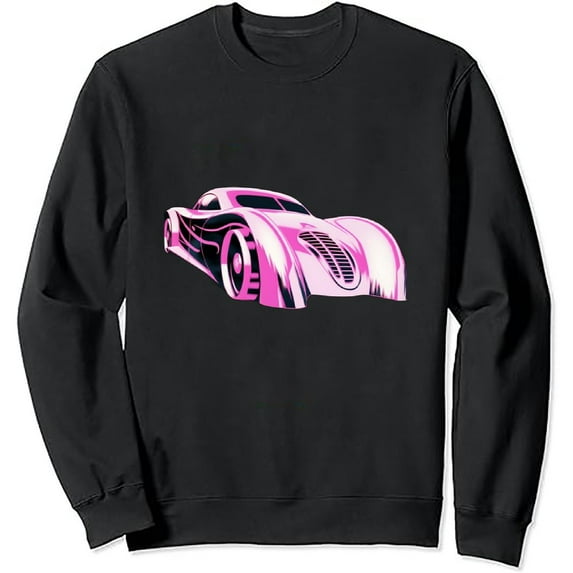 JEUXUS Pink Stylized Drifting Car Design T-Shirt Long-sleeved Shirt Funny Shirt
