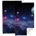 JEUXUS Stars Space Art Towels 2Piece Set for Bathroom Hotel