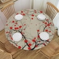 thumbnail image 1 of JEUXUS  Plum Blossom Round Tablecloth with Elastic Fitted Table Cover Outdoor Tablecloth for Barbecue Camping Daily Use Kitchen (Fit for Round Tables), 1 of 7