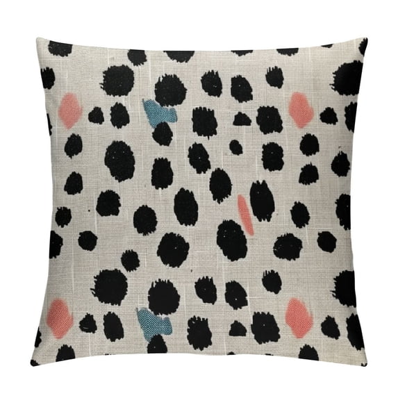 JEUXUS Polka Dots Decorative Throw Pillow Cover Case,Brush Strokes Dots Outdoor Pillow Cases Square Standard Cushion Covers for Sofa Couch Bed Car Black