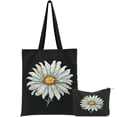 thumbnail image 1 of JEUXUS Portable Tote Bag 2 Pcs Canvas Tote Bags Cute Aesthetic Tote Bags with Zipper Sunflower Flower Graphic Black, 1 of 8