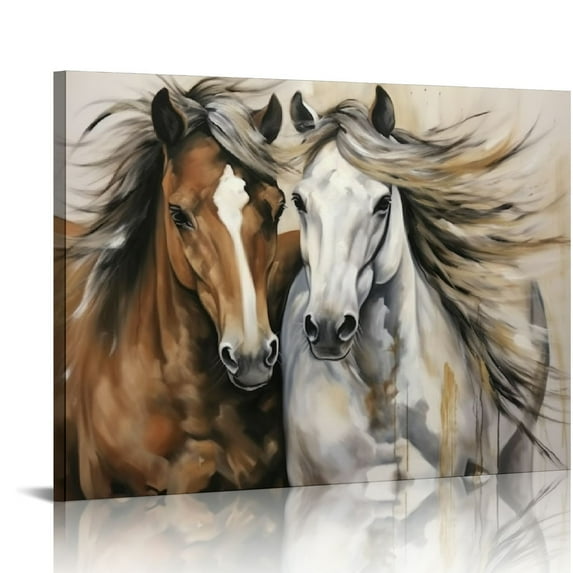 JEUXUS Posters Abstract Horse Oil Painting Arabian Horse Wall Art Brown And White Art Wildlife Poster Canvas Art Poster And Wall Art Picture Print Modern Family Bedroom Decor 20x16in
