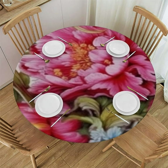 RUIYC Premium Table Cloth Cover Shabby Table Cover Soft Magenta Waterproof Stain Resistant Elastic Stretch Tablecloth for Kitchen Dining, Party, Outdoor