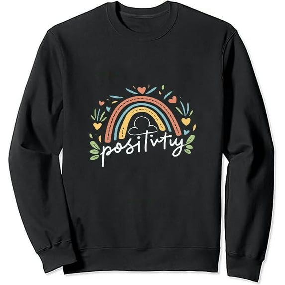 JEUXUS Pride Shirt Women Radiate Positivity Rainbow T-Shirt Funny Letter Print Graphic Tee Summer Long-sleeved T-shirt Funny Shirt