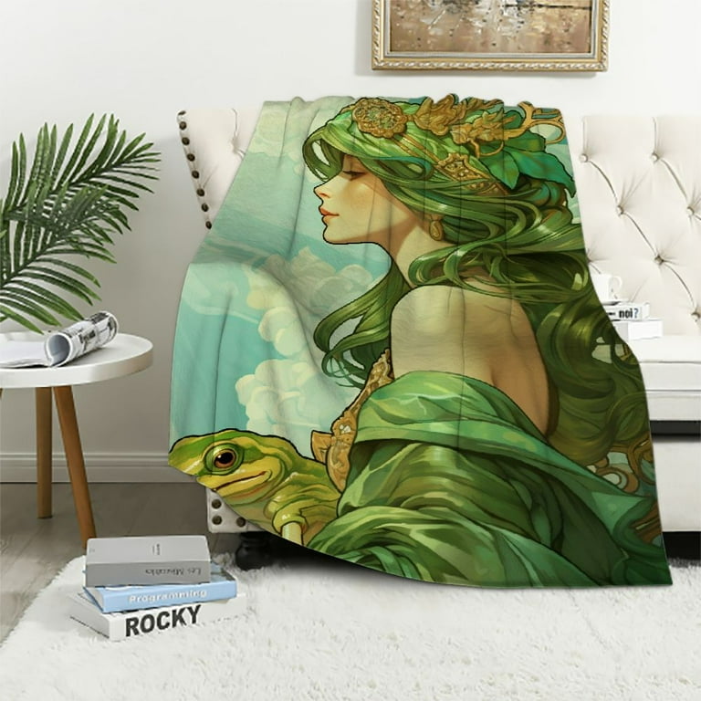 JEUXUS Princess and The Frog Micro Raschel Throw Blanket Blossoming Tiana