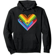 JEUXUS Progress Pride Flag Heart Inclusivity - Love Knows No Gender Pullover Hoodie
