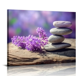 Purple Spa Bathroom Decor Wall Art Purple Candles Flowers Pictures Wall  Decor Canvas Painting Print Zen Meditation Artwork Norina Home Decor Framed  for Living Room Bedroom 24x20 