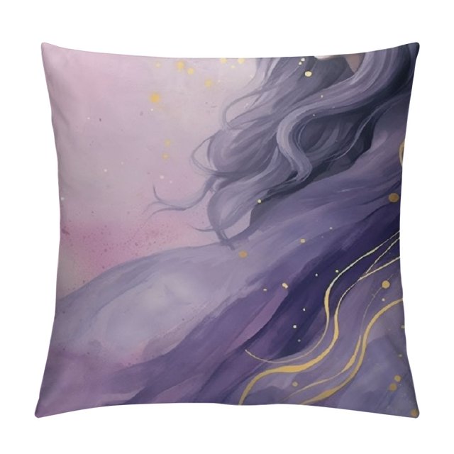 JEUXUS Purple and Grey Throw Pillows Cover Lavender Gold Gray Pillow