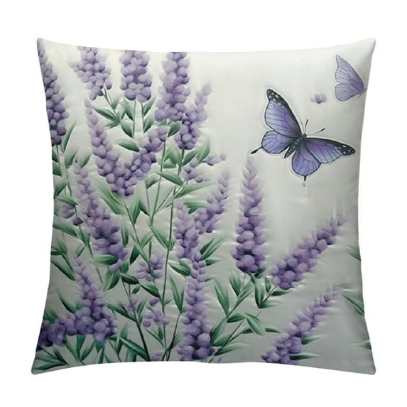 JEUXUS Purple Lavender Pillow Covers Modern Art Butterfly Throw Pillow Covers Spring Summer Farmhouse Square Pillowcases for Outdoor Sofa Garden Living Room