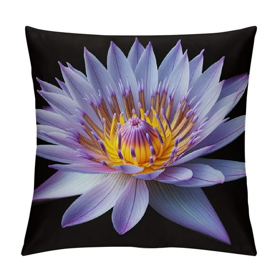 JEUXUS Purple Lotus Flower High-Quality Short Plush Pillowcase White