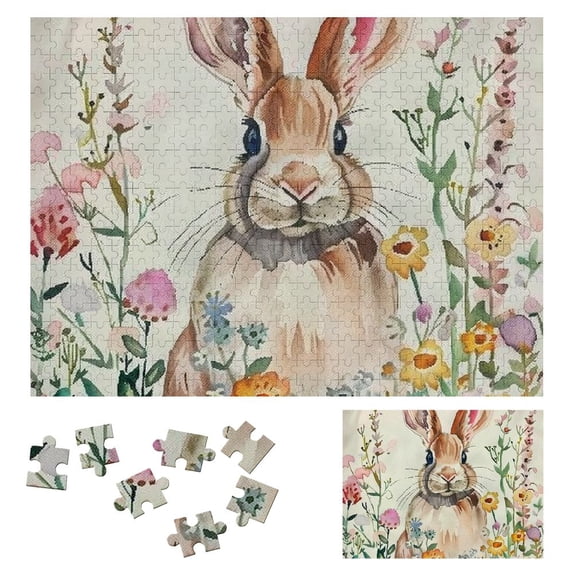 JEUXUS Rabbit Flowers Daisies Challenging Difficult Wood Puzzles for Adults 500 PCS
