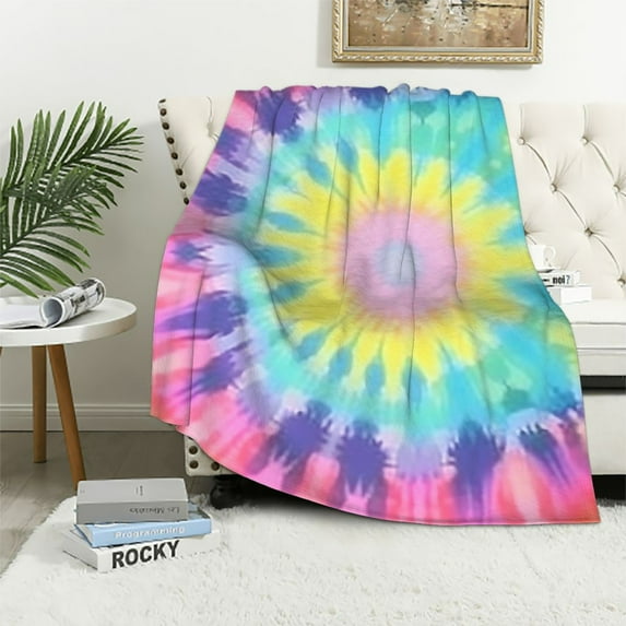 JEUXUS Rainbow Tie Dye Blanket Soft Throw Blanket Plush Weighted Blankets for Couch Sofa Rainbow Gifts for Boys Girls Kids Adults