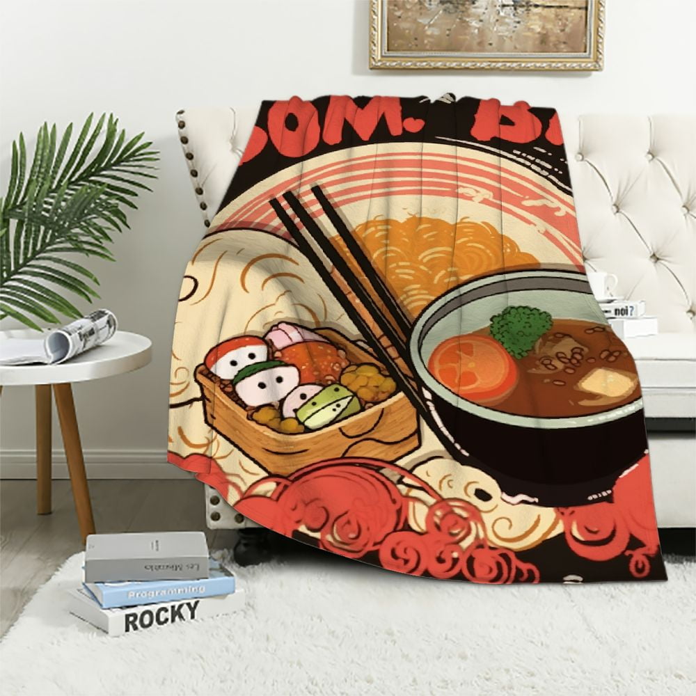 JEUXUS Ramen Boba Blanket Gift for GirlsRamen Boba Gift for Teen Girls Flannel Throw Blanket