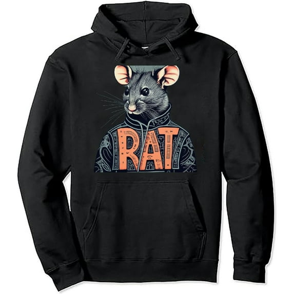 JEUXUS Rat Vintage Retro Silhouette Gift Pullover Hoodie