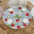 thumbnail image 1 of JEUXUS Red Cherry Buffalo Plaid Tablecloth Blue Farmhouse Check Gingham Round Tablecloths Circular Table Cover Cloths Washable Polyester Tabletop Runner for Kitchen Party Picnic Dining Decor, 1 of 7