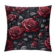 thumbnail image 1 of JEUXUS Red Rose Pattern Soft Pillow Case Short Plush Pillowcase White, 1 of 5