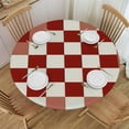 thumbnail image 1 of JEUXUS Red White Grids Tablecloth Round Lattice Checkerboard Classic Plaid Waterproof Wipeable Table Cloth Cover Table Pad Cover for Dining Room Fitted Table 40-44 inch 48x48in, 1 of 7