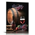thumbnail image 1 of JEUXUS  Red Wine Bottle and Barrel Grape Fruit Canvas Prints Wall Art Modern Food Vintage Pictures Paintings Giclee Artwork for Kitchen Living Room Home Decorations, 1 of 4