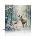 thumbnail image 1 of JEUXUS Reindeer and Cardinal Wall Art, Cute Christmas Artwork, Snowy Winter Forest, Scenic Nature, Premium Gallery Wrapped Canvas Decor, Ready to Hang,, 1 of 4