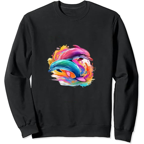 JEUXUS Retro Dolphin Jumping Vintage pullover