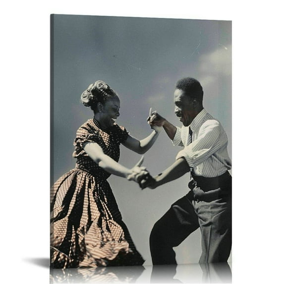 JEUXUS Retro Pictures for Afro Ethnic Poster Print - Vintage African American Photo Wall Art - Wall Decor - Gifts for Jazz Music Dance Fans - Themed Home Decor for Couples Dancer