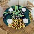 thumbnail image 1 of JEUXUS  Retro Pineapple Round Table cover with Elastic Edge Design Table Cover Waterproof Table Cloth for Christmas, 1 of 7