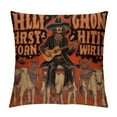 thumbnail image 1 of JEUXUS Rising Hell with The Hippies and The Cowboy Decorative Black Throw Pillow Case 18″×18″,Western Cowboy Cactus Landscape Retro Decorations For Home Bedroom Office Car,Cowboy Gifts for Cowboy, 1 of 5