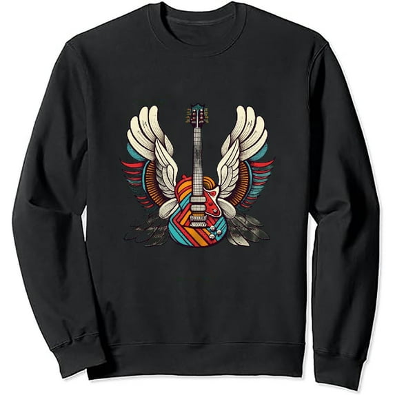 JEUXUS Rock & Roll Guitar Wings Music. Gifts For Guitarist pullover
